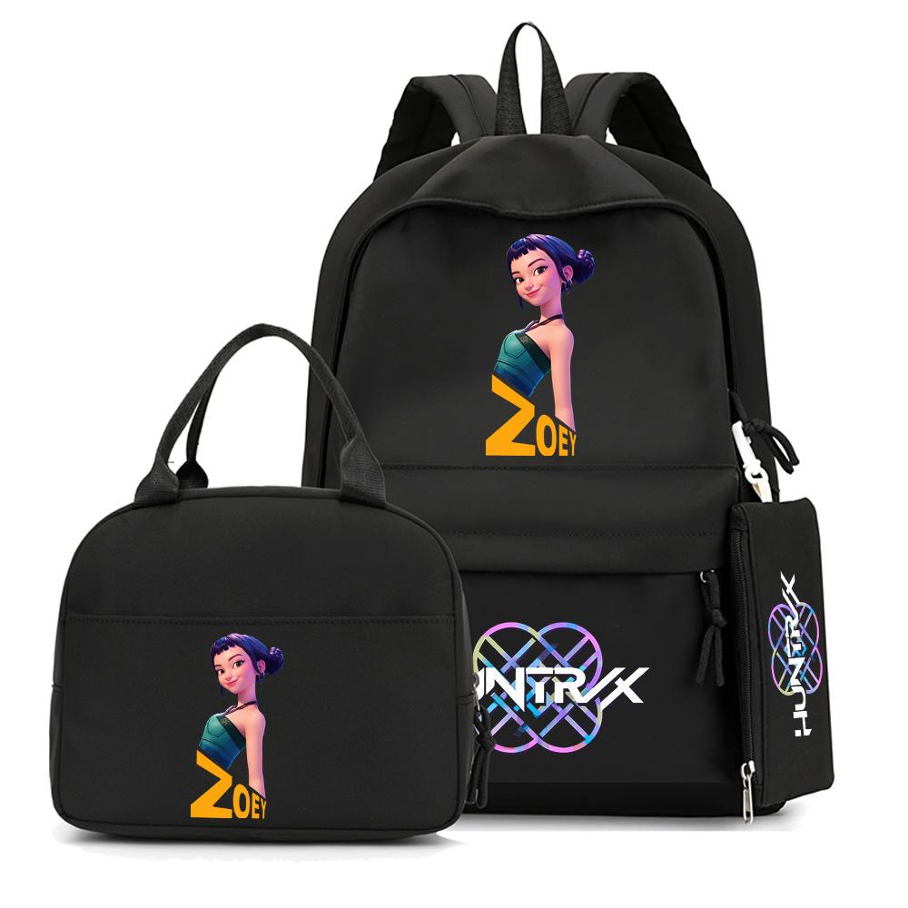 4Pcs/set Cartoon K-Pop Printed Backpack with Handbag Pencil Case for Teenager Student Boy Girl Schoolbag Bookbag Large Capacity Travel Bag Kid Gift