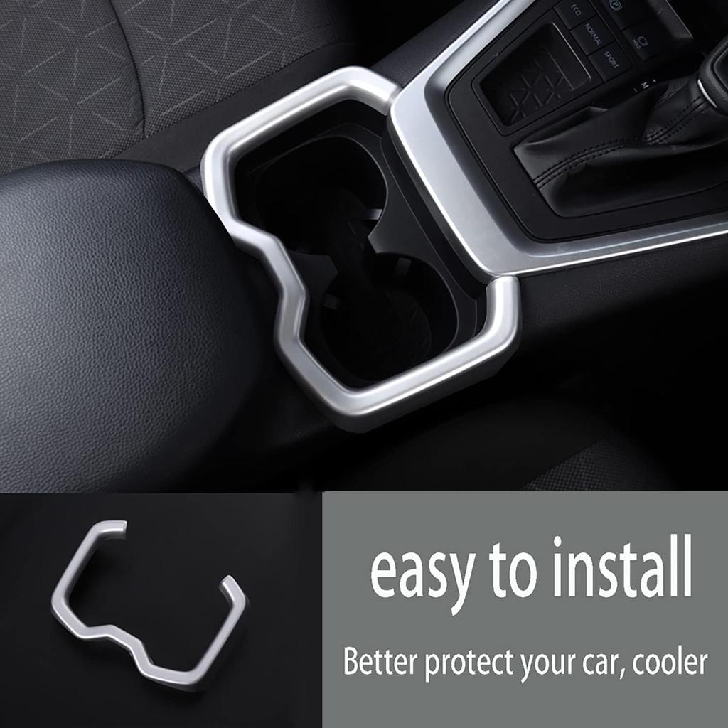 2019 2020 2021 2022 for Toyota RAV4 Car Accessories Interior Center Console Water Cup Holder Frame Cover Trim ( Glossy Chrome Style ABS 1pc