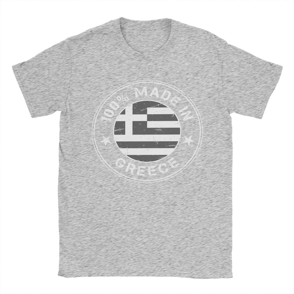 Greece greek flag TShirts for Men Crazy Pure Cotton Tee Shirt Crewneck Short Sleeve T Shirt Summer Clothes