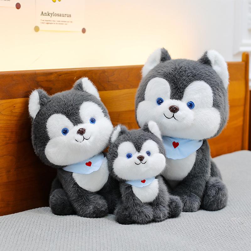 New Q-version Scarf Husky Doll Cute Sitting Dog Doll Plush Toys To Give Girlfriend Children's Gift