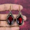 Red Fire Labradorite Earrings Copper Wire Wrapped Earrings Gemstone Jewelry