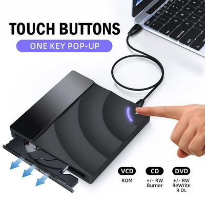 Drive Externo de CD/DVD, Drive DVD +/-RW USB 3.0 Tipo-C para Laptop, Gravador de CD DVD, Leitor de CD DVD Portátil Fino para Laptop PC de Mesa Windows 10/8/7