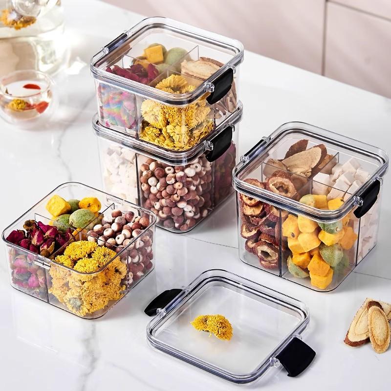 Square Quadrant-Compartment Sealed Food-Grade Storage Tupperware