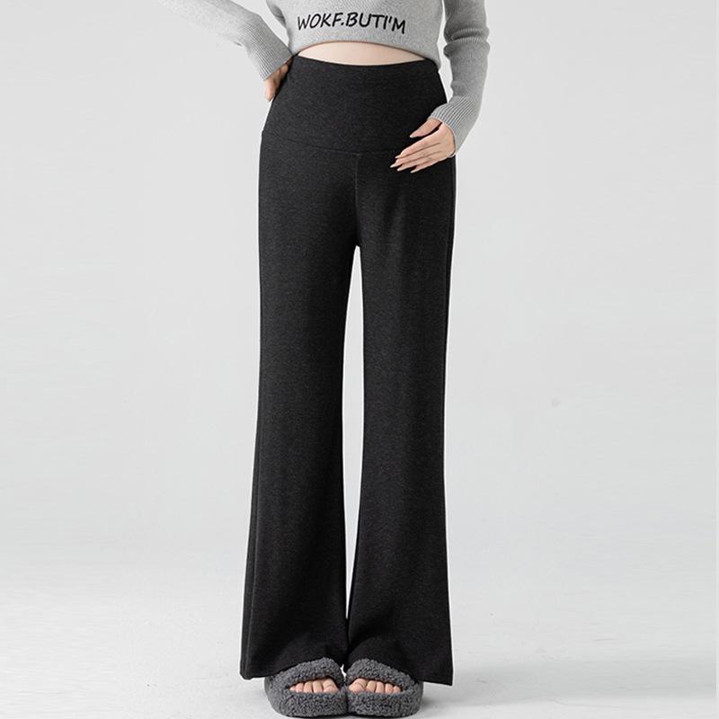 Maternity glutinous rice pants spring, autumn and winter outer wear wide legs loose large size casual fashion leggings velvet thickened warm