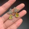 Micro Inlaid Zircon Yellow Water Drop Wings Long Earrings Female Needle Temperament Small Daily Bow for Women Jewelry Gift