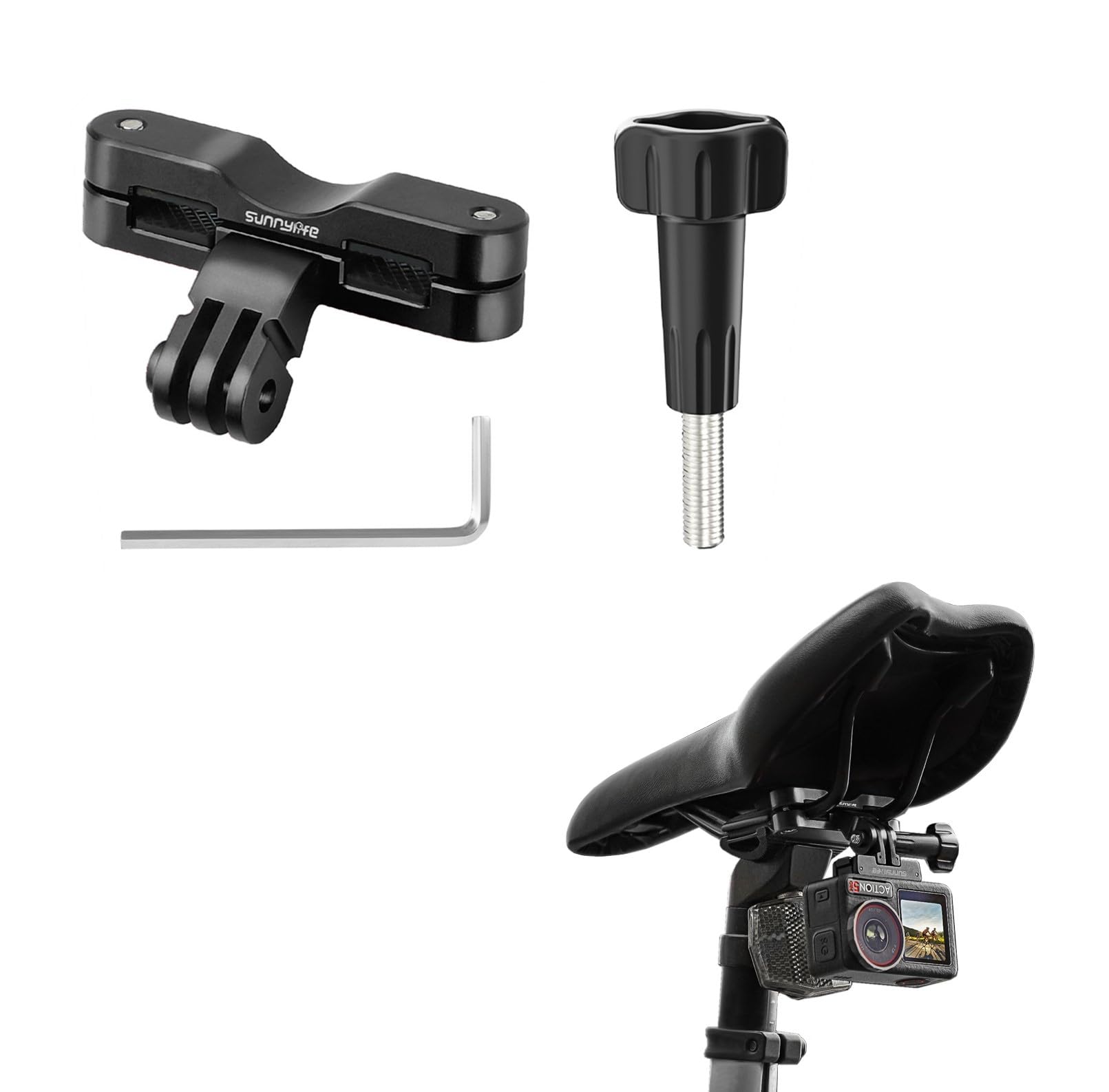

SHEAWA Camera Saddle Rail Mount Bicycle Mount Aluminum Sturdy for DJI Osmo 5 Action Camera Angle Adjustment Stable Shooting Mount Holder Accessory