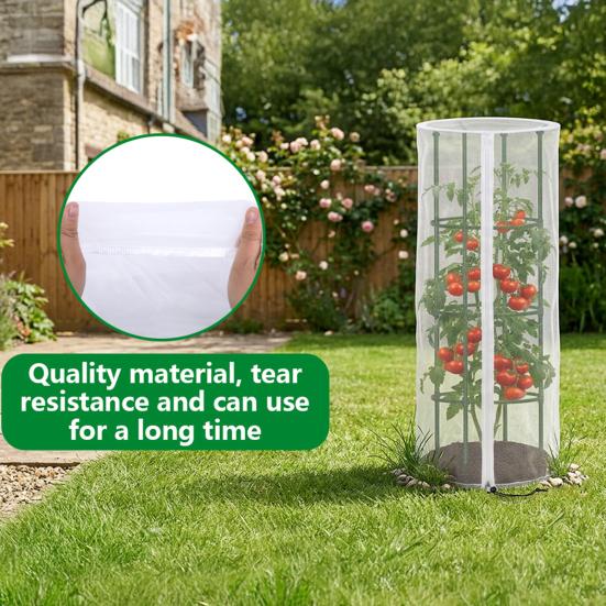 Yousheng Garden Bird Netting for Round Triangular Tomato Cage Breathable Mesh Netting Insect Barrier Netting with Zipper Drawstring Plant Cage Cover
