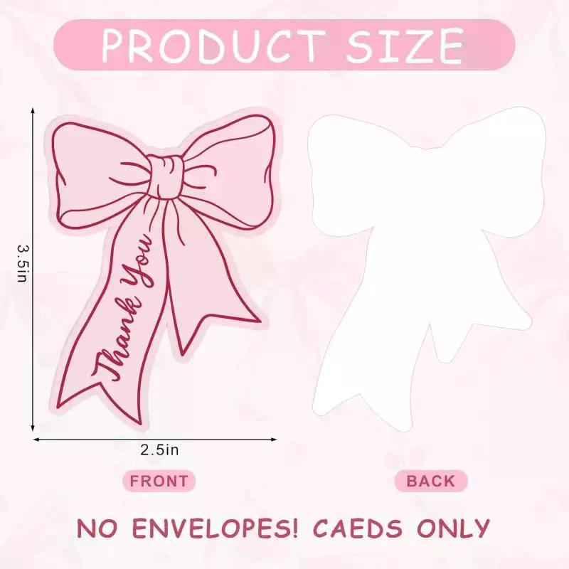50pcs Bow DIY Handwritten Family Party Gift Card Child Birthday Gift Card Restaurant Business Mini Thank You Card