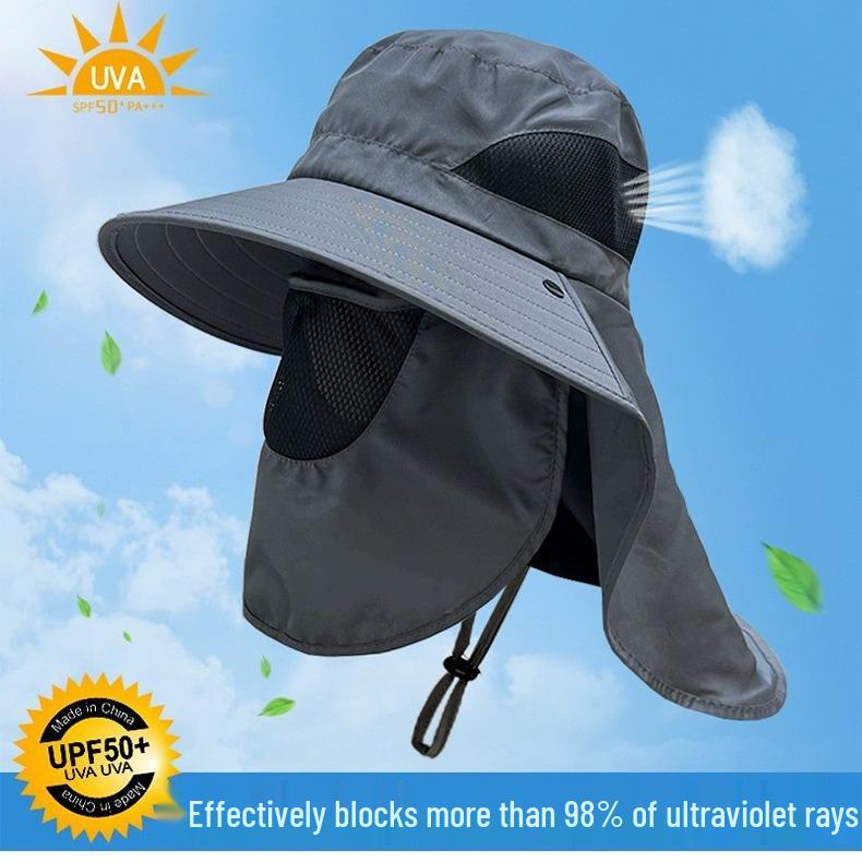Popolare Cappello da Sole da Uomo a Tesa Larga con Mascherina - Stile Giapponese per Pesca, Alpinismo e Protezione Solare