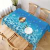 1pc Tropical Blue Rectangular Tablecloth, Suitable for Indoor and Outdoor Dining Room Decor, Party Decoration