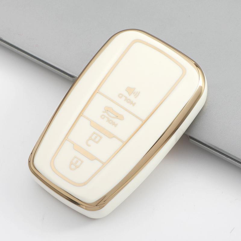 4 Buttons TPU Car Key Case Cover Fob for Toyota Camry CHR Corolla RAV4 Avalon Land Cruiser Prado Prius 2017 - 2022 Keychain