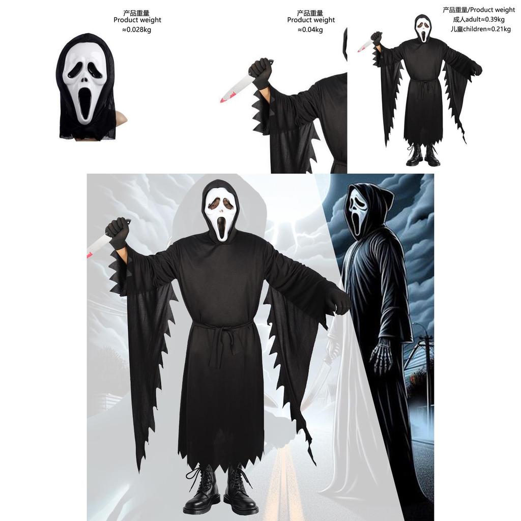 Scream Ghostface Cosplay Costume With Mask And Toy For Halloween Roleplay Special Characters Included