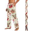 Pantalones de Pijama de Felpa con Estampado Navideño Casual para Hombre Ropa de Dormir para las Fiestas