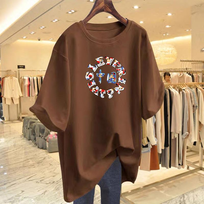 

Pure cotton women s short-sleeved T-shirt, summer new bottoming shirt, loose and thin letter printed top, one piece is sent on behalf of others. XXXL