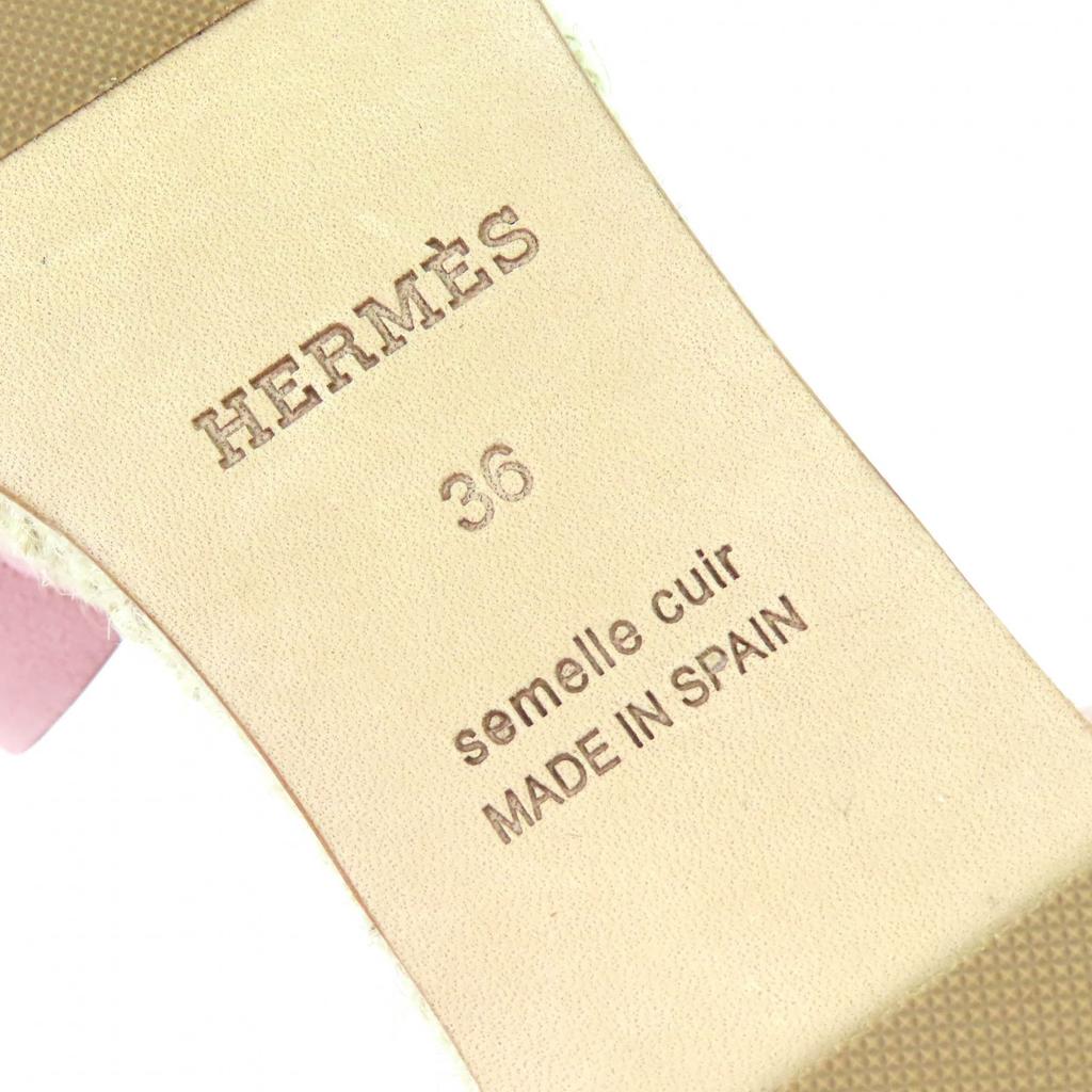 Excellent HERMES Sandals Espadrilles Elda Ankle Strap Suede Leather Pink 36 Used