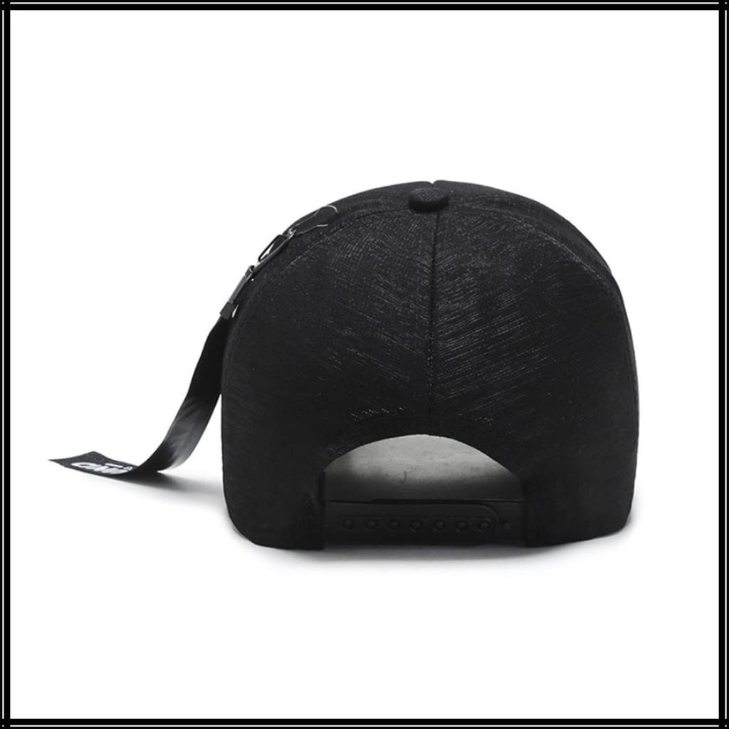 Cap Logo Charm Ring Hat Sports Running Outdoor Men Women CA579 [White Fang] (Black)