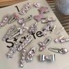 Fashion Luxury Crystal Hairpins Vintage Heart Pink Rhinestone Silver Hair Clips For Women Girls Sweet Barrettes Hair Accessories