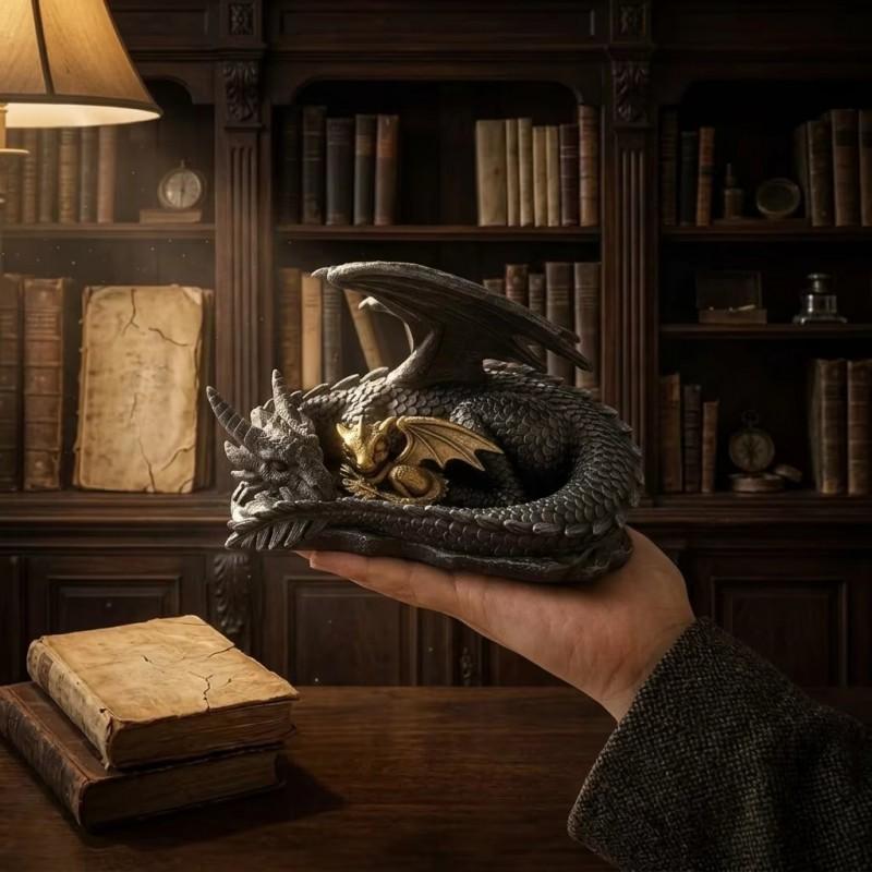 Resin Dragon Mother Child Figurine Decorative Sculpture Study Room Living Home Decor Art Craft