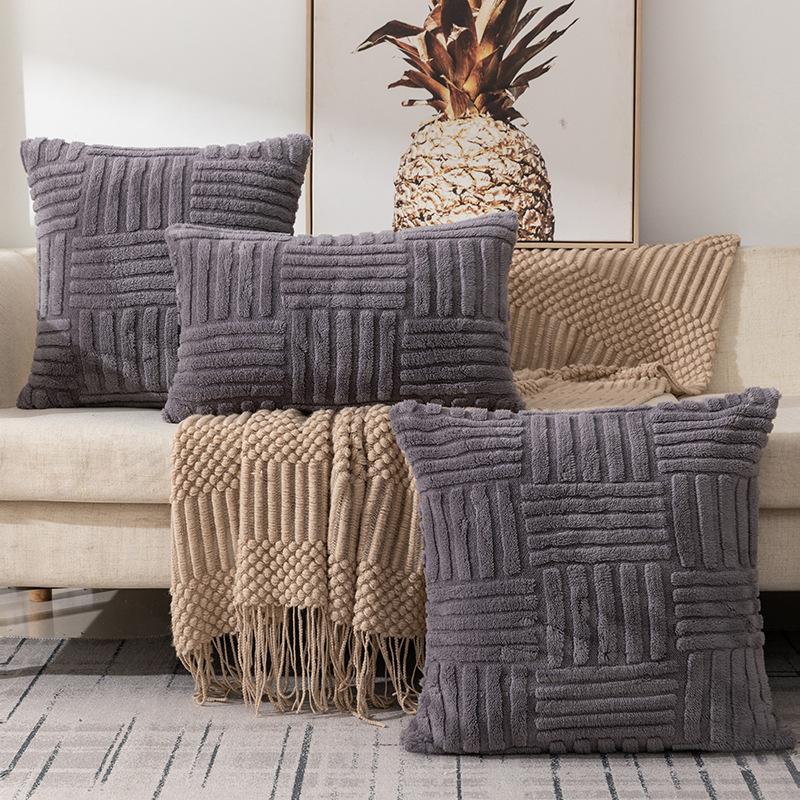 Push Pillowcase Without Core Braided Plush Pillowcase Office Sofa Waist Pillow Bed Head Cushion