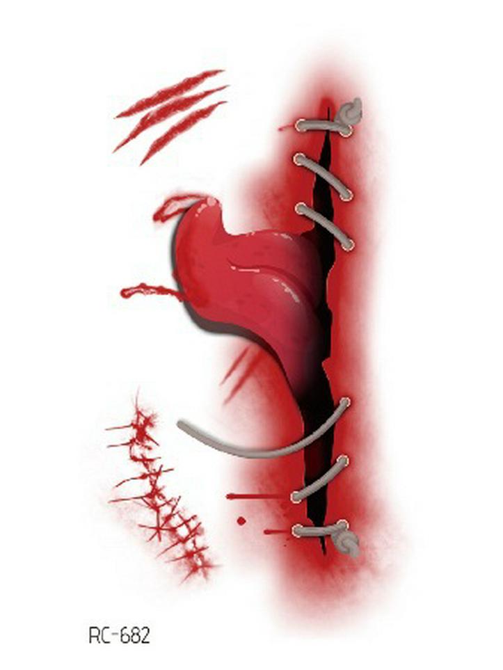 Waterproof Halloween Temporary Tattoos: Bloody Wound Scar Horror Stickers