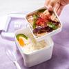 Iwasaki Kogyo Lunch with Integrated Lid and Gasket for Easy Antibacterial and and WH Easy-Care Box, Square, Two-Tier, 680ml, White, Cleaning,