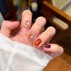 Brown Leopard Print Cat Eye Nail Art - Elegant Amber Maillard Color Palette