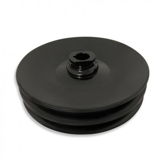 For Chevy SBC BBC 350 454 Double Groove Power Steering Pump Pulley Key Way Black