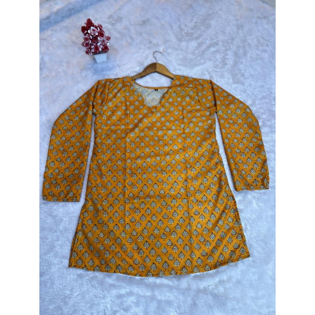 Women Heavy Maslin Top Tunic Kurta Set Indian Bollywood Ethnic Short Kurti Set