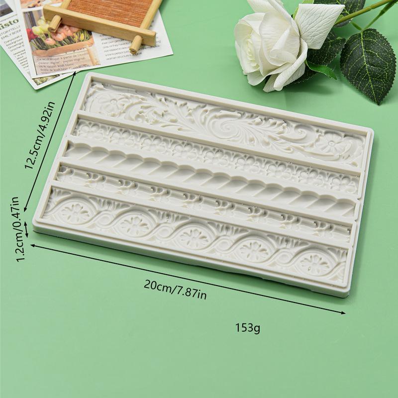 Европейский узор Рельефный край Украшение для торта Силиконовая форма Ручная работа DIY Жемчужный цветок Ротанг Кружево Шоколад Кондитерская Форма для выпечки