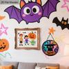 Wooden Halloween Sign with Black Cat Pattern Design - Unique Wall Pediments with Happy Halloween - Ideal for Front Door, Yard, Porch, Room Decor