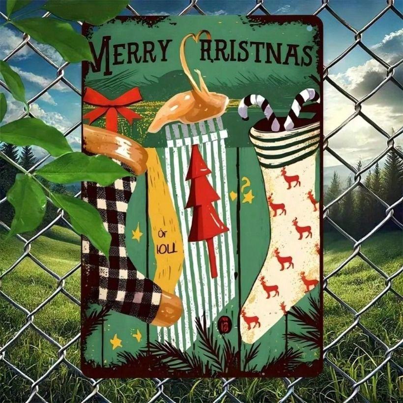 Metal Wall Art Vintage Christmas Sign for Home Decor Metal Poster Vintage Christmas Tin Sign for Wall Decor