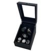 Snake Skin Pattern Leather Watch Winder: 3 Positions + 3 Storage, Auto Stop Open, 5 Ambient Light Modes
