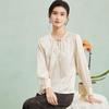 New Chinese Style Long-Sleeve Mulberry Silk Jacquard Blouse