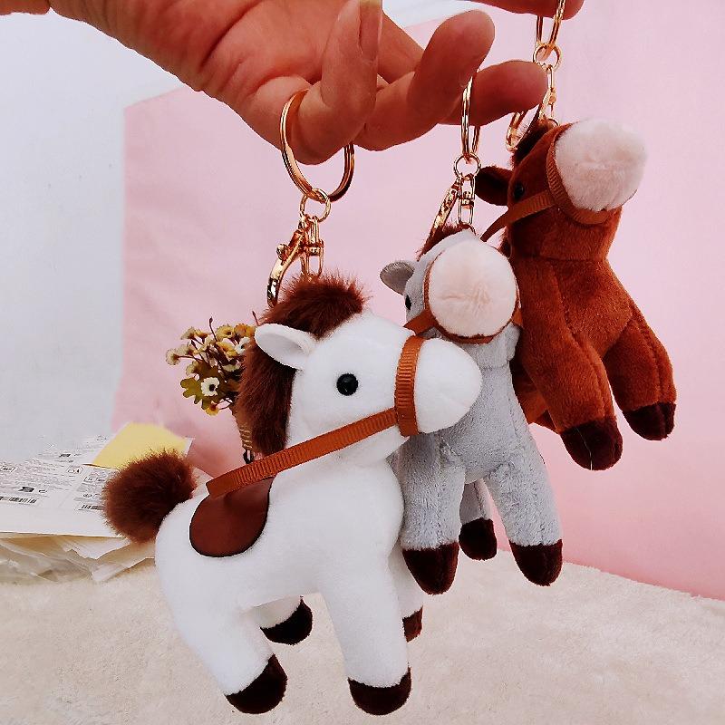 Pingente de boneca pônei fofo boneca capivara de pelúcia pingente de bolsa animal da floresta chaveiro mascote cavalo