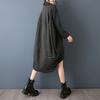 DIMANAF 2026 Spring Plus Size Hoodies Shirt Dress Women Long Sleeve Vintage Lady Loose Tops Pullover Black