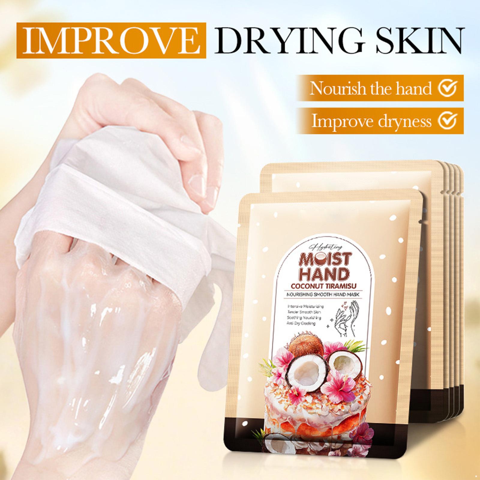 

Hydrating Hand Mask Set, 10 Pairs – Coconut-Tiramisu Fragrance, Softening & Repairing for Rough Hands One Size