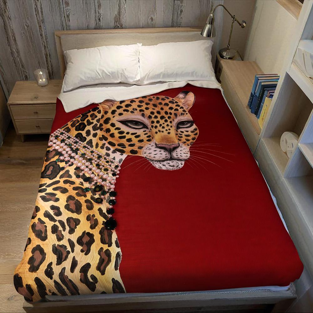 Prachtig Luipaard Rood Flanellen Deken Warm Zacht Halloween Kerst Bank Warm Gezellig Decoratief Decor Cadeau Voor Alle Seizoenen