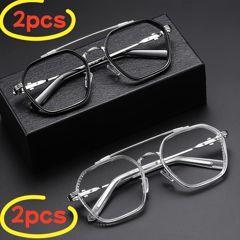 2pcs Polygonal Glasses Anti Blue Light Lenses Eye Protection and Fashionable Retro Classic and Charming Design