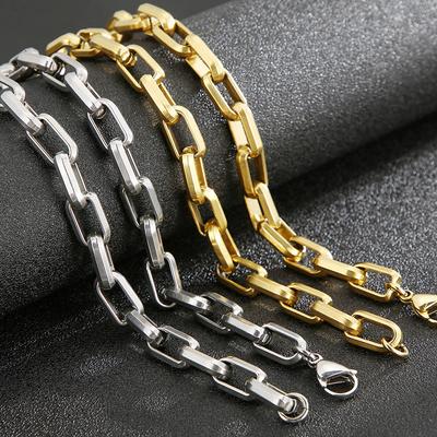 Herren-Halsketten, 9 mm breite Gliederkette, Halskette Mann aus Edelstahl, Biker-Schmuckzubehör
