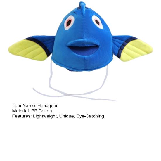 Pălărie pentru cap cu cap de pește Desen animat Tematică animale marine Pălărie Unică Costum de performanță Accesorii foto pentru festival Petrecere de ziua de naștere