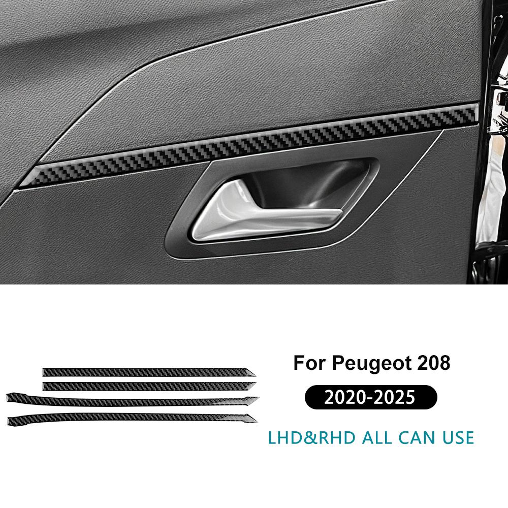 

Real Soft Carbon Fiber Sticker For Peugeot 208 e-208 2020 2025 2025 2025 2025 2025 LHD RHD Car Door Strip Decor Panel Trim