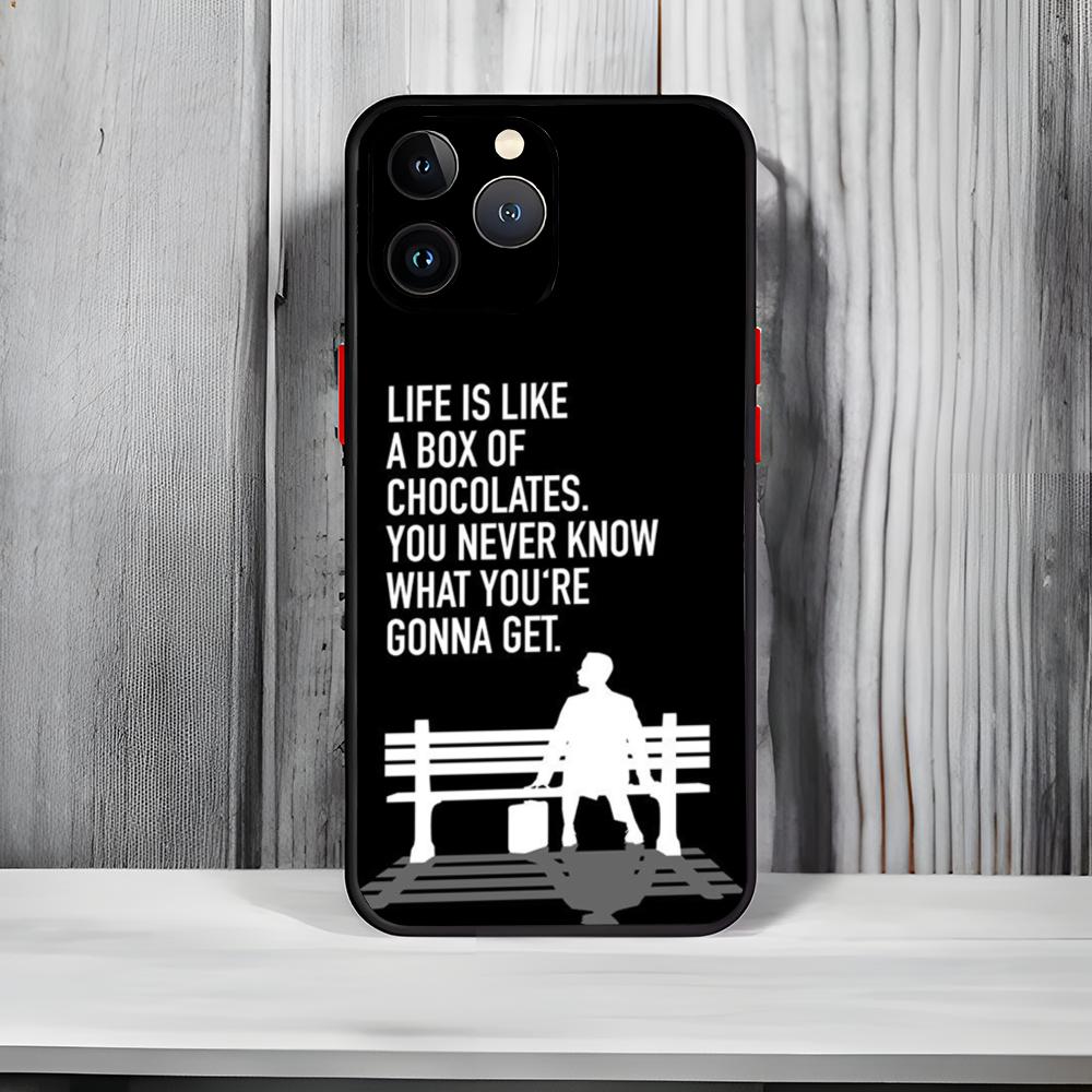 Classic Feel-Good Movie F-Forrest Gump Phone Case Black Matte Thin Phone Case For iPhone17 16 15 14 13 ProMax