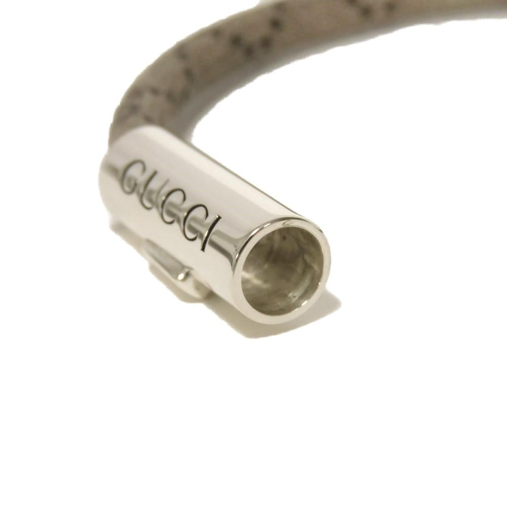 Used GG Supreme Bracelet 9539 797156 JAAGE 8163 7986 17 Double G Ebony Cord Ag925 Sterling Silver Logo Beige Unisex