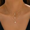 Women Necklace Round Rhinestone Pendant Three Layers Adjustable with Extended Length Prom Party Neck Jewelry Wedding Necklace