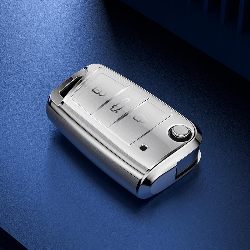 Volkswagen Car Key Cover: Compatible with Tiguan L, Sagitar, Jetta, Bora, Langxing, Weiling, Quicksand Silver.