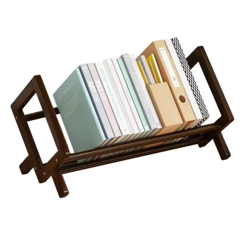 Bamboo Wood Book Display Shelf Quick Assembly Document Organizer Magazine Storage Rack  Stationery