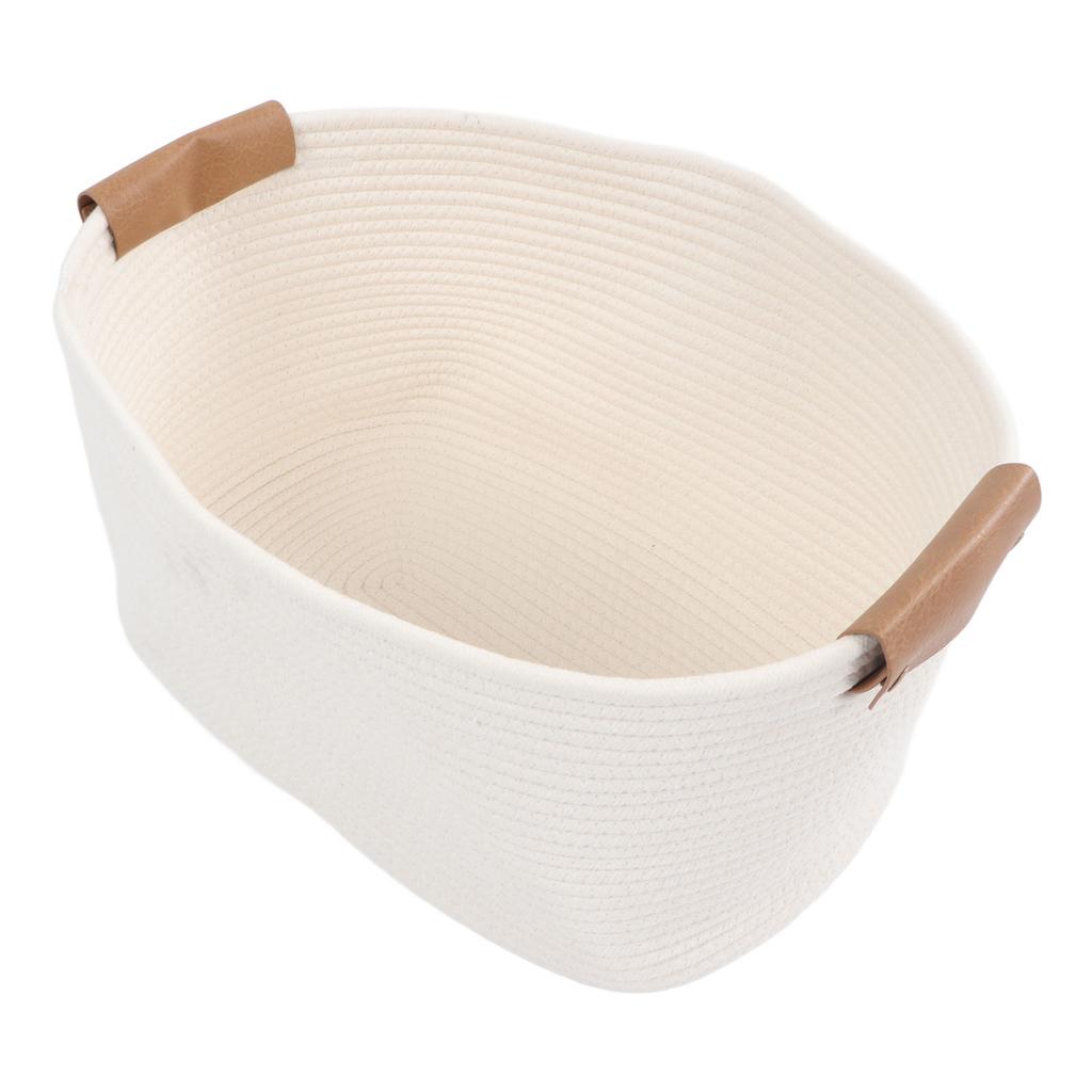 Cotton Rope Basket Large Capacity Multifunction Rope Woven Blanket Basket with Handle for Laundry