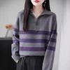 Damen Oversize Strickpullover 2026 Weicher Faux-Kaschmir Pullover Mit Halbreißverschluss Lockere Passform Lässig Langarm