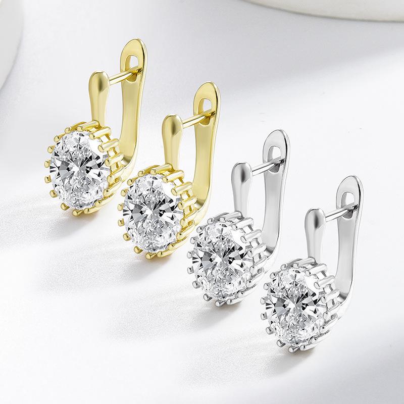 Stylish Oval Diamond Eight-Heart, Eight-Arrow Earrings for Women - European & American Design