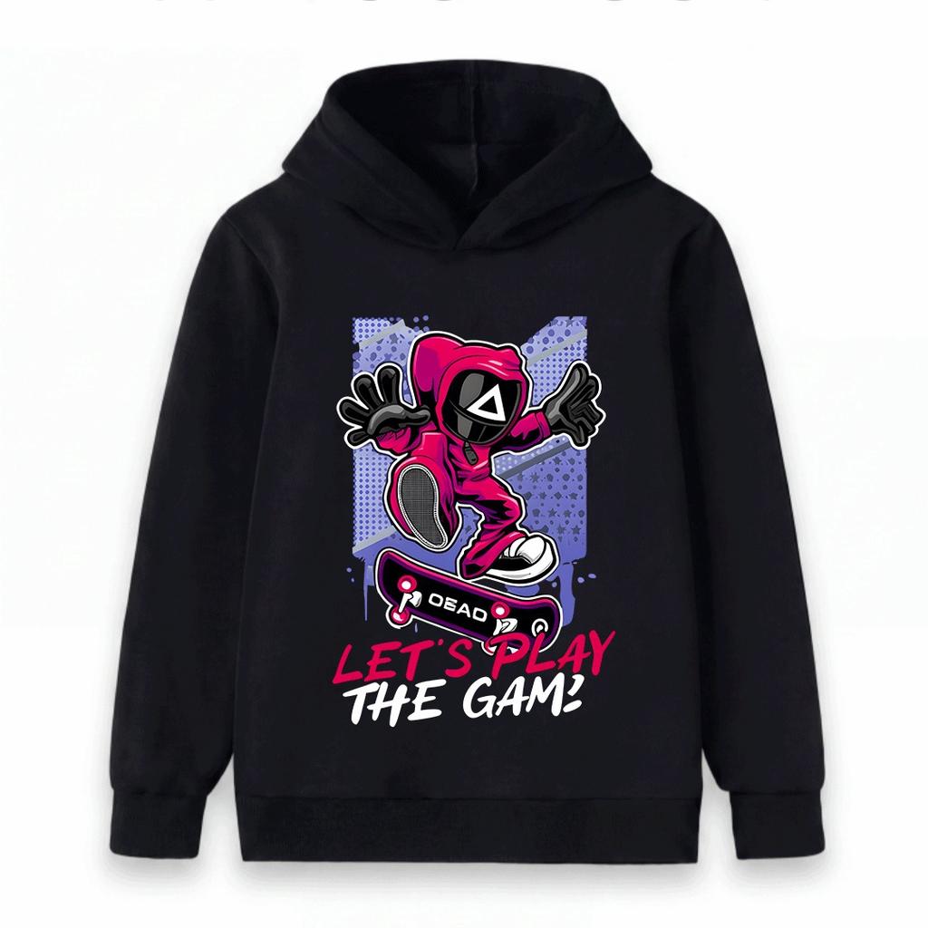 Kids Boys Girls Hoodie, Cool Skateboard Game Character Printed Long Sleeve Pullover Sweatshirt for Casual Daily Wear